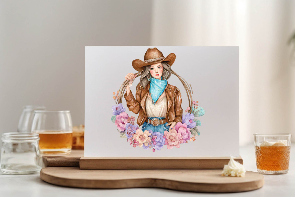 Watercolor Cute Cowgirl Clipart Bund, an Illustration by SVGArt (Photo 2 of 9)