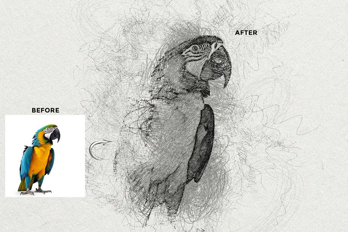 Expressive Scribble Sketch FX, an Action Add-On by Studio Retouch (Photo 4 of 14)