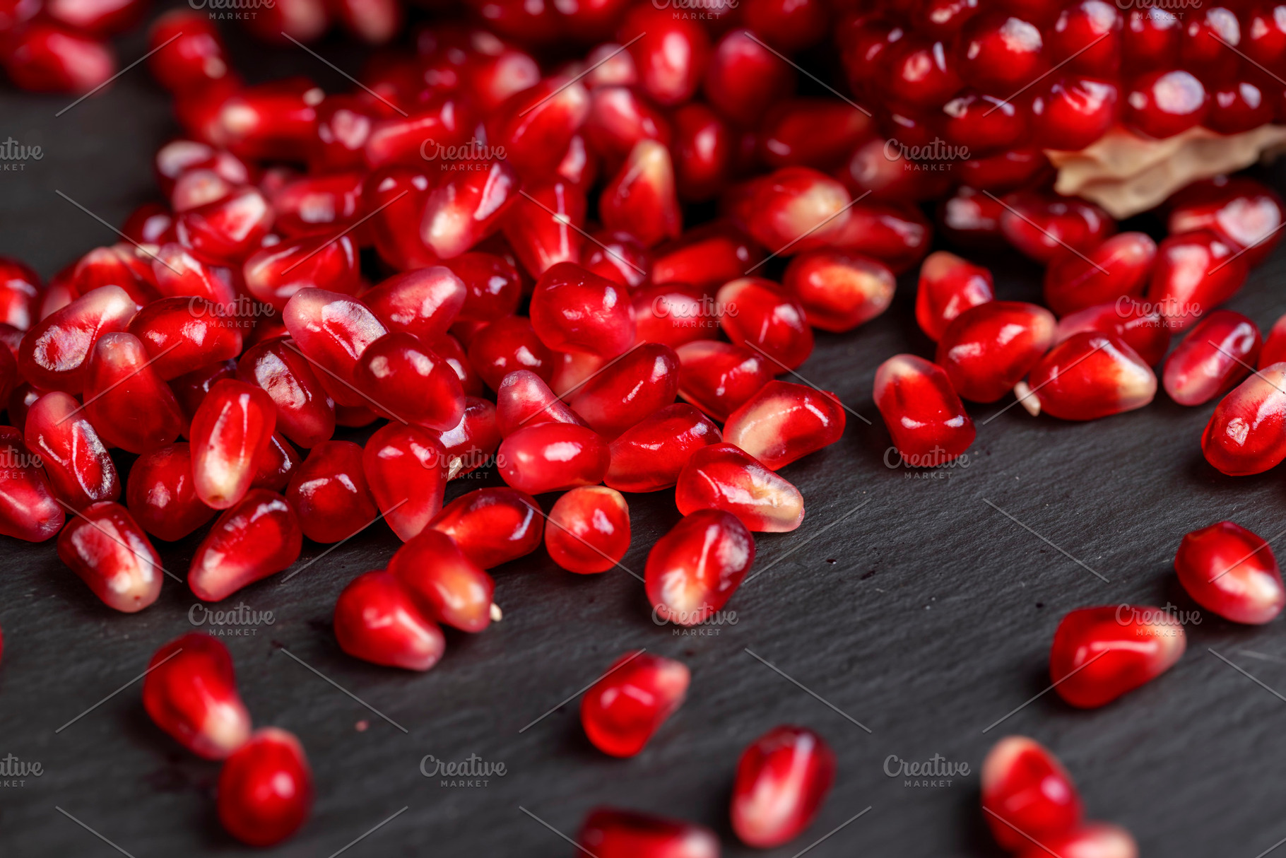 sweet red pomegranate close up, a Photo by MyPhotos