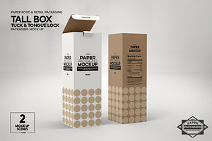 Tall Box Tuck&Tongue Lock Mockup