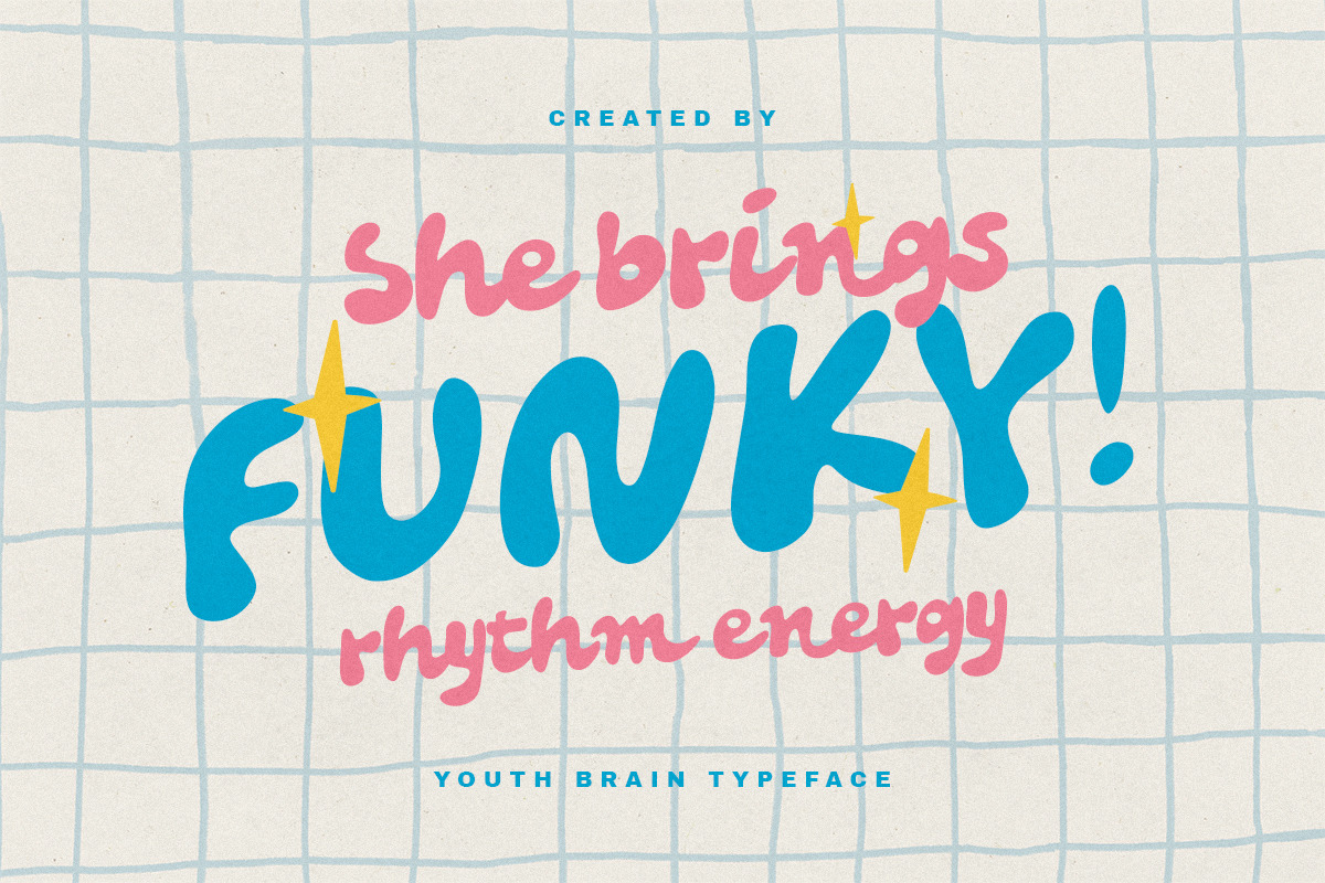 Youth Brain - Groovy Bold Font, a Script Font by Sarid Ezra (Photo 4 of 9)