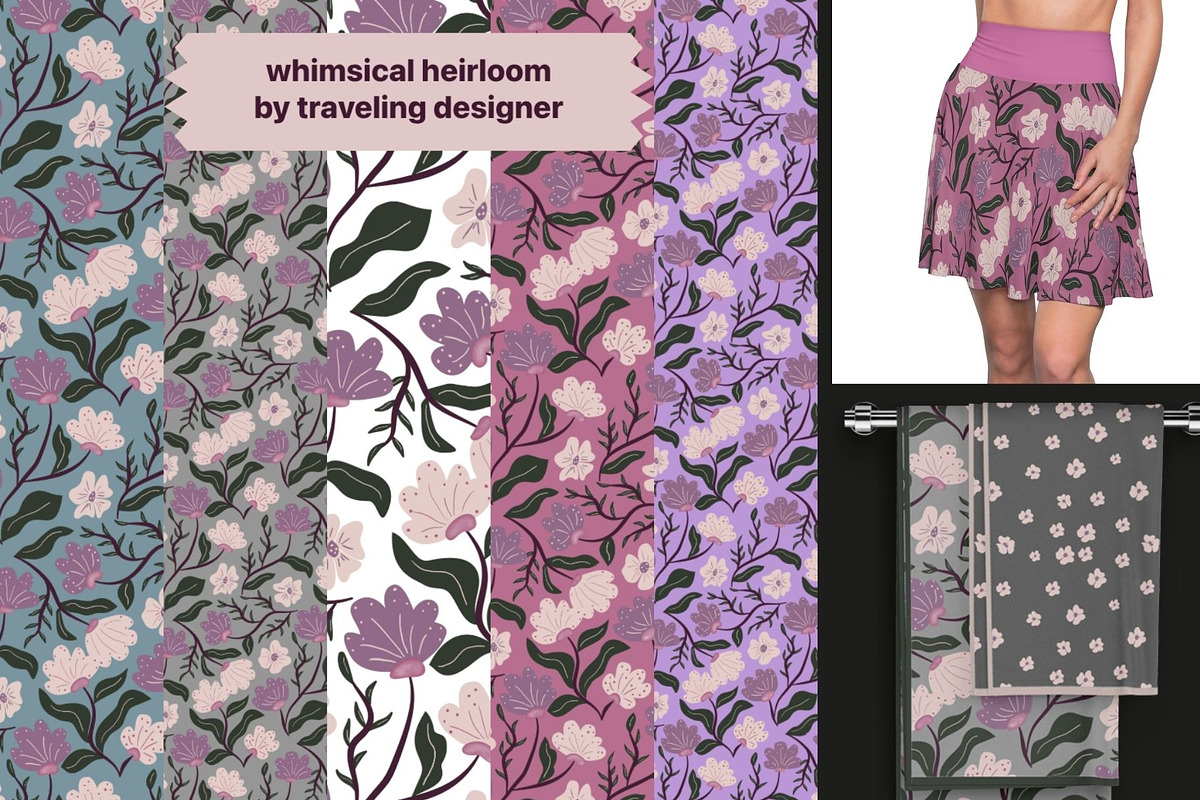Floral Vintage Botanical Pattern Set, a Pattern Graphic by Traveling Designer (Photo 4 of 7)