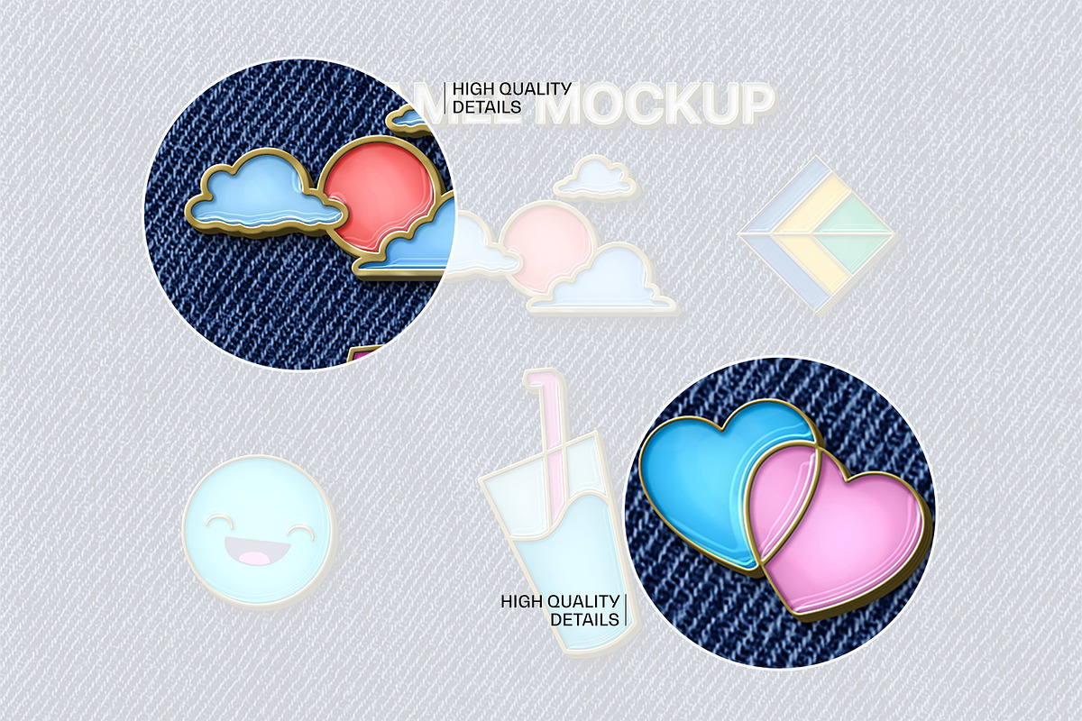 Metallic Enamel Pin Badge PSD Mockup, a Merchandise Mockup by Ram Studio LLC (Photo 3 of 5)