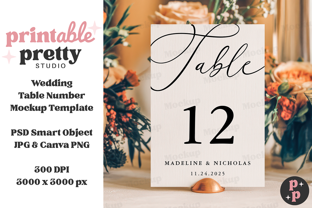 Rustic Floral Table Number Mockup, a Product Mockup by Printable Pretty Studio (Photo 8 of 10)