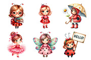 Watercolor Ladybug Girl Clipart, an Illustration by Daily.Designs (Thumbnail 2 of 4)