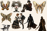VICTORIAN WOMEN SURREAL CLIPART PACK, a Person Illustration by Daring Digies (Thumbnail 5 of 10)