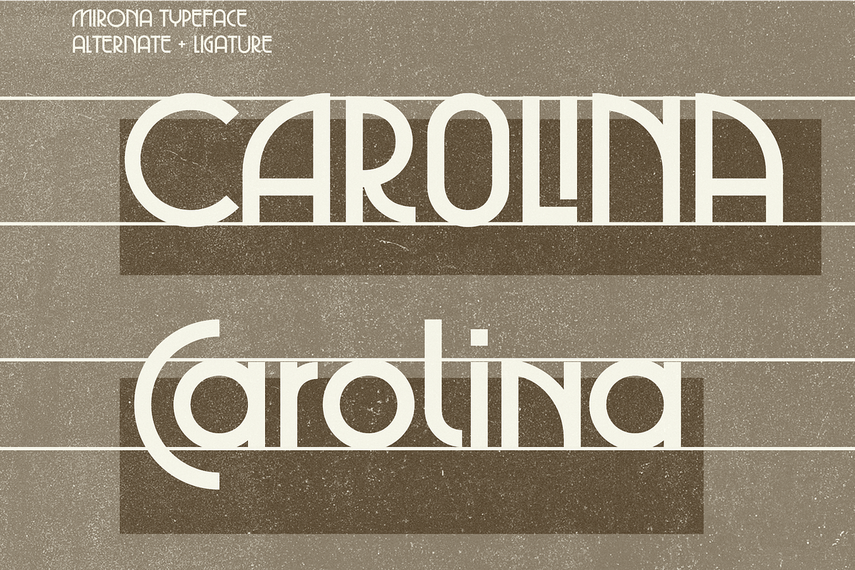 Mirona - Display Retro Font, a Sans Serif Font by Prominent & Affluent (Photo 4 of 9)
