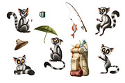 Camping adventure with a lemur, an Illustration by IrynaPanashii (Thumbnail 2 of 12)