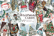 Christmas Cards Clipart Set, a Seasonal Illustration by Leonaa art (Thumbnail 1 of 10)