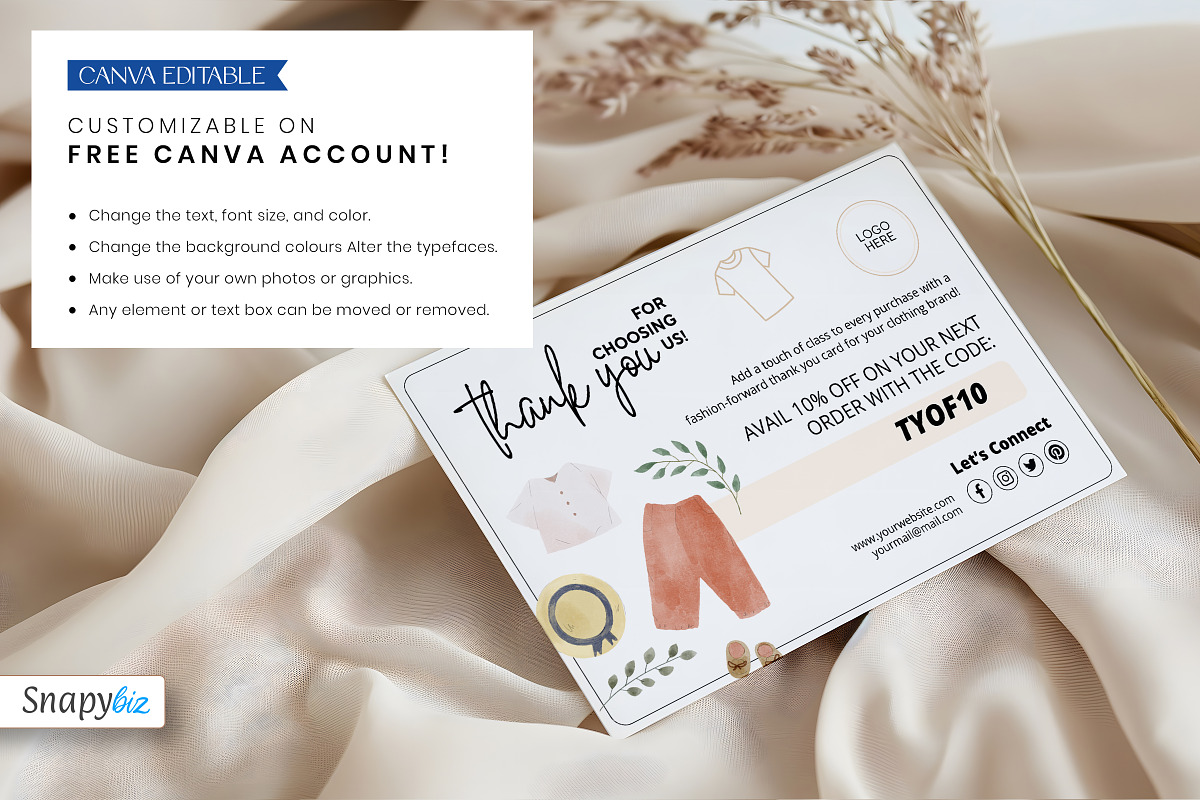 Clothing Business Thank You Card, a Card Template by Snapybiz (Photo 9 of 10)