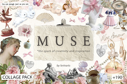 MUSE: Dreamy Collage Pack 190+, an Object Graphic by lerinartstudio