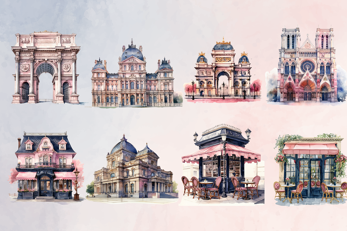 Ooh LaLa Paris Watercolor Clipart, an Illustration by NadiaTheronArt (Photo 4 of 5)