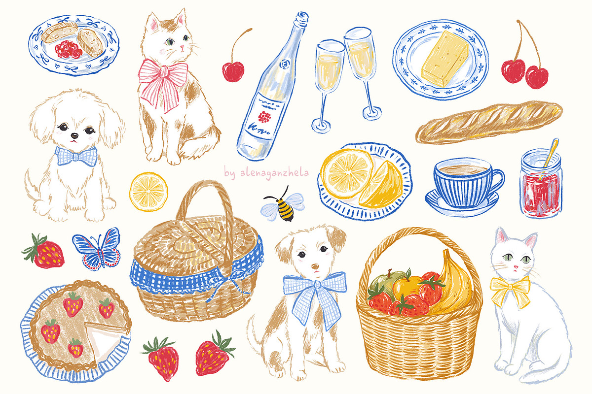 Picnic time - illustrations & frames, an Object Graphic by alenaganzhela (Photo 7 of 11)