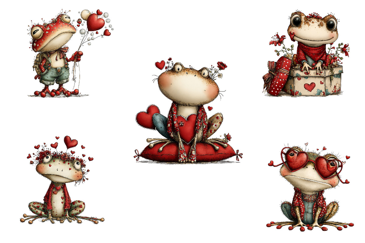 Whimsical Valentines Frog Clipart, an Illustration by Dream Creation (Photo 7 of 7)