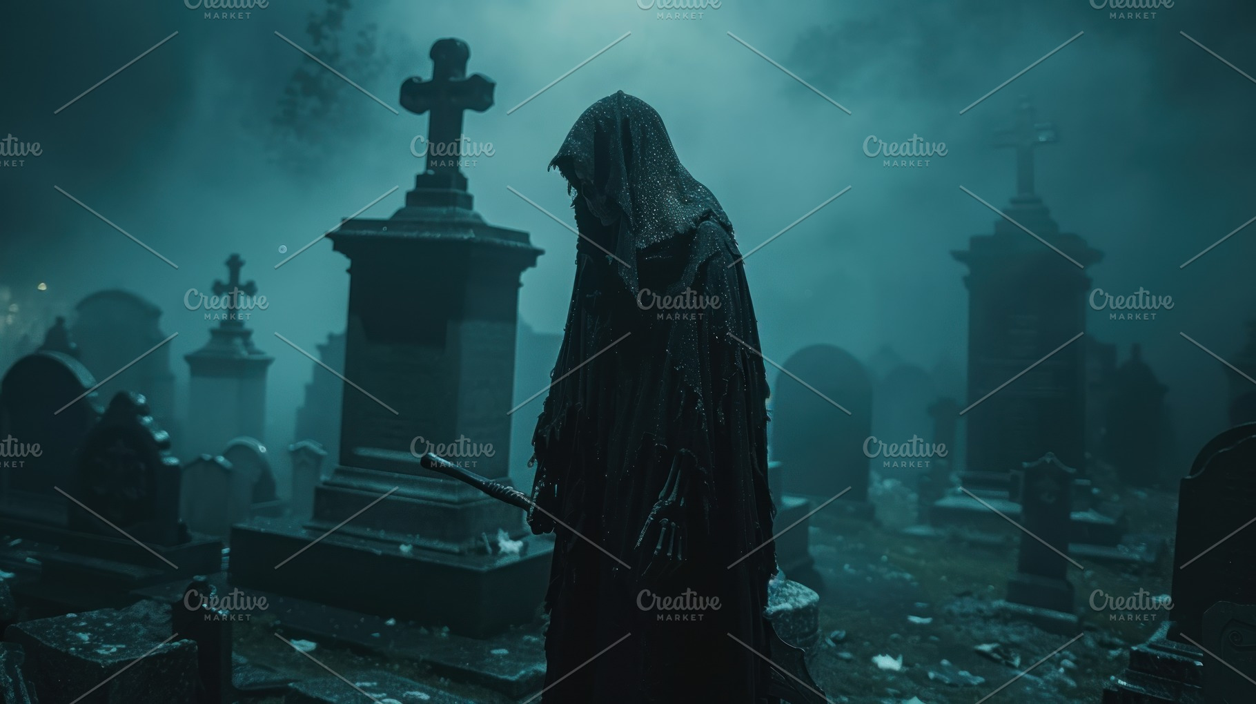 Death with a scythe in the cemetery, a Photo by Pictures for you!!!!!!!!!