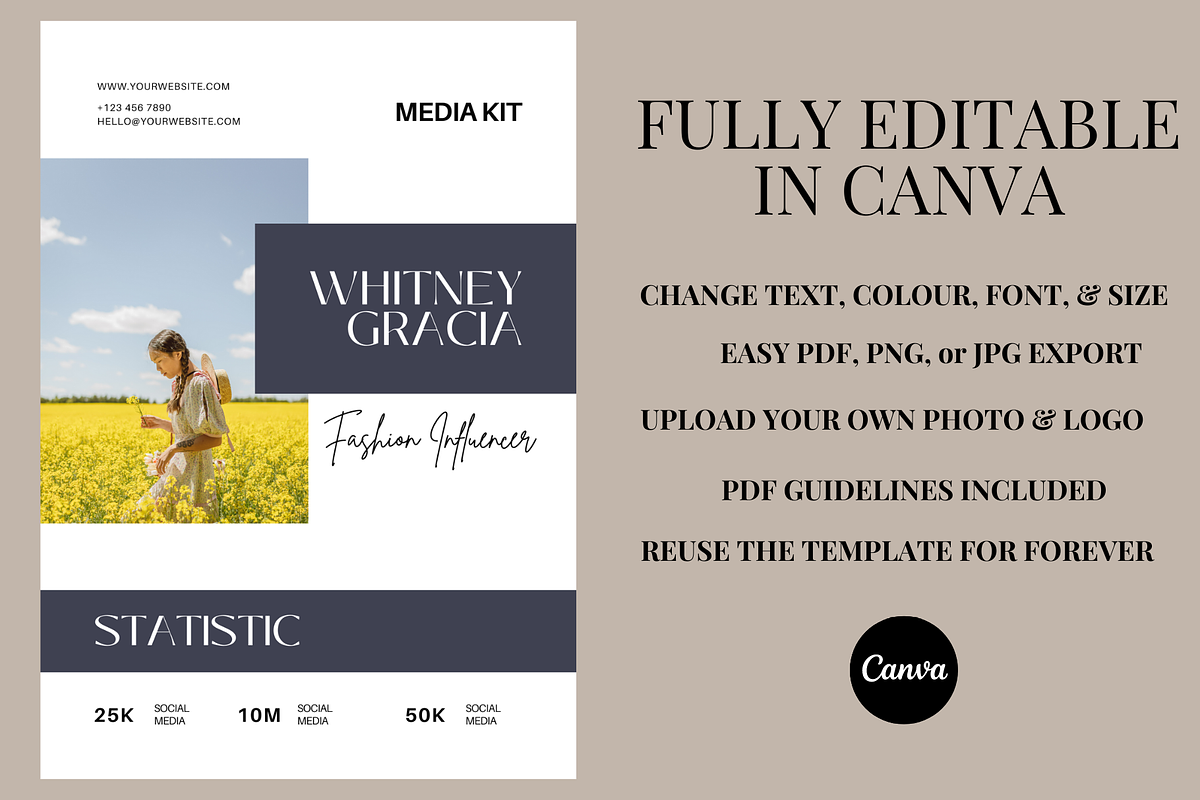 2 Page White & Blue Media Kit Canva, a Social Media Template by Daily Creative (Photo 2 of 4)