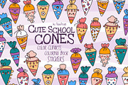 Cute Kawaii School Cones Characters, an Education Illustration by Palau (Thumbnail 1 of 12)