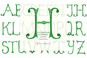 Barocco Green Watercolor Letters