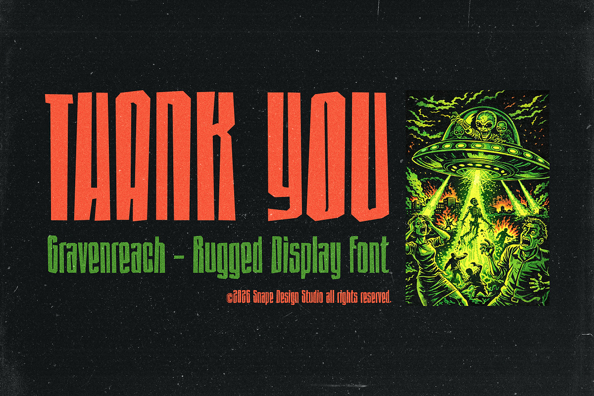 Gravenreach - Rugged Display Font, a Sans Serif Font by Snape Design Studio (Photo 12 of 12)