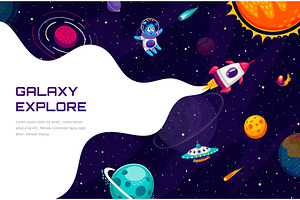 Galaxy Explore. Flying Rocket