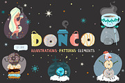 Donuts & Coffee. Graphic set, a Decorative Illustration by Good Genie (Thumbnail 1 of 8)