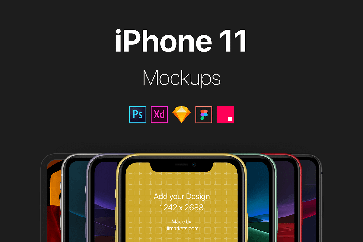 iPhone 11 Mockups, an iPhone Mockup by Ui Markets (Photo 1 of 15)