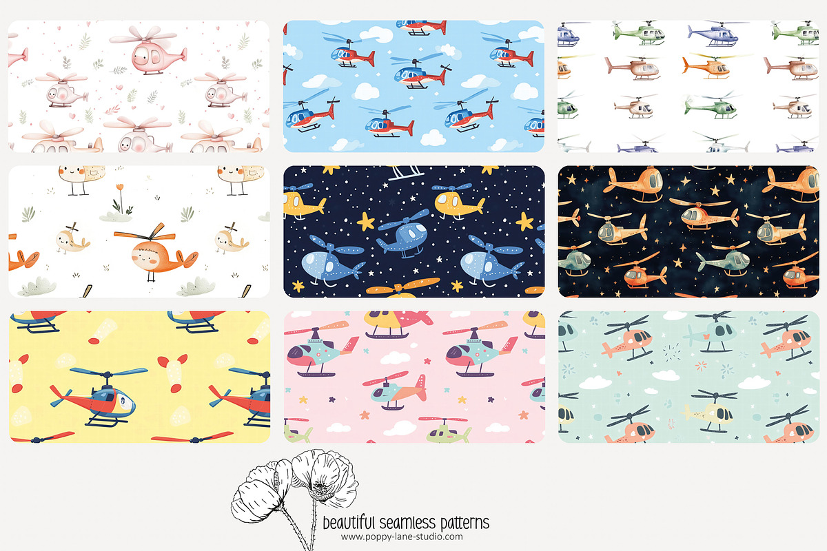70 (kids) planes seamless pattern, a Pattern Graphic by Poppy Lane Studio (Photo 9 of 10)