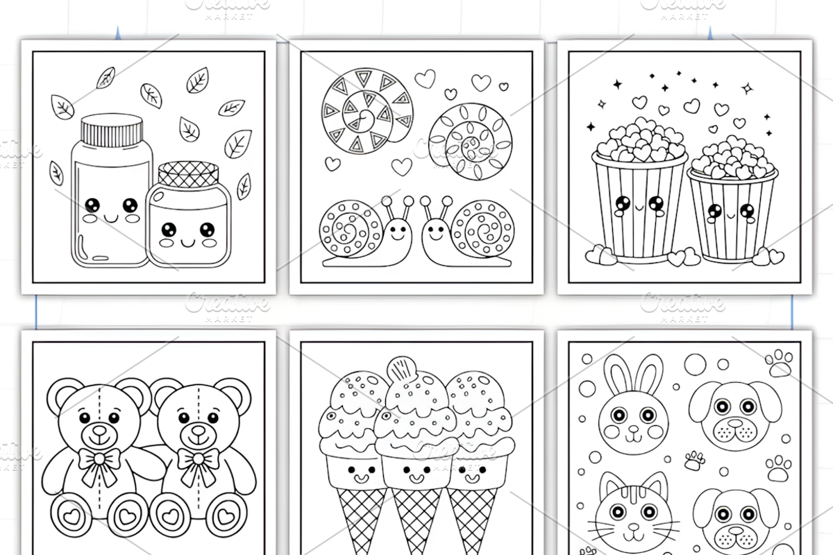 Bold & Easy Cute Stuff Coloring Page, a Decorative Illustration by Ink ...