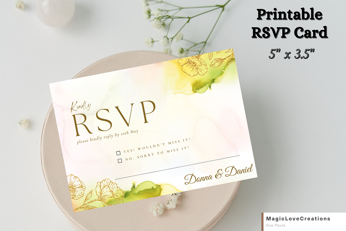 GOLDEN Minimal WEDDING INVITATION SE, an Invitation Template by MagicLove Creations (Photo 4 of 7)