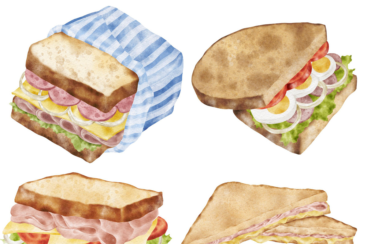 Watercolor Burger & Sandwich, a Food Illustration by ArtbyHien (Photo 3 of 6)