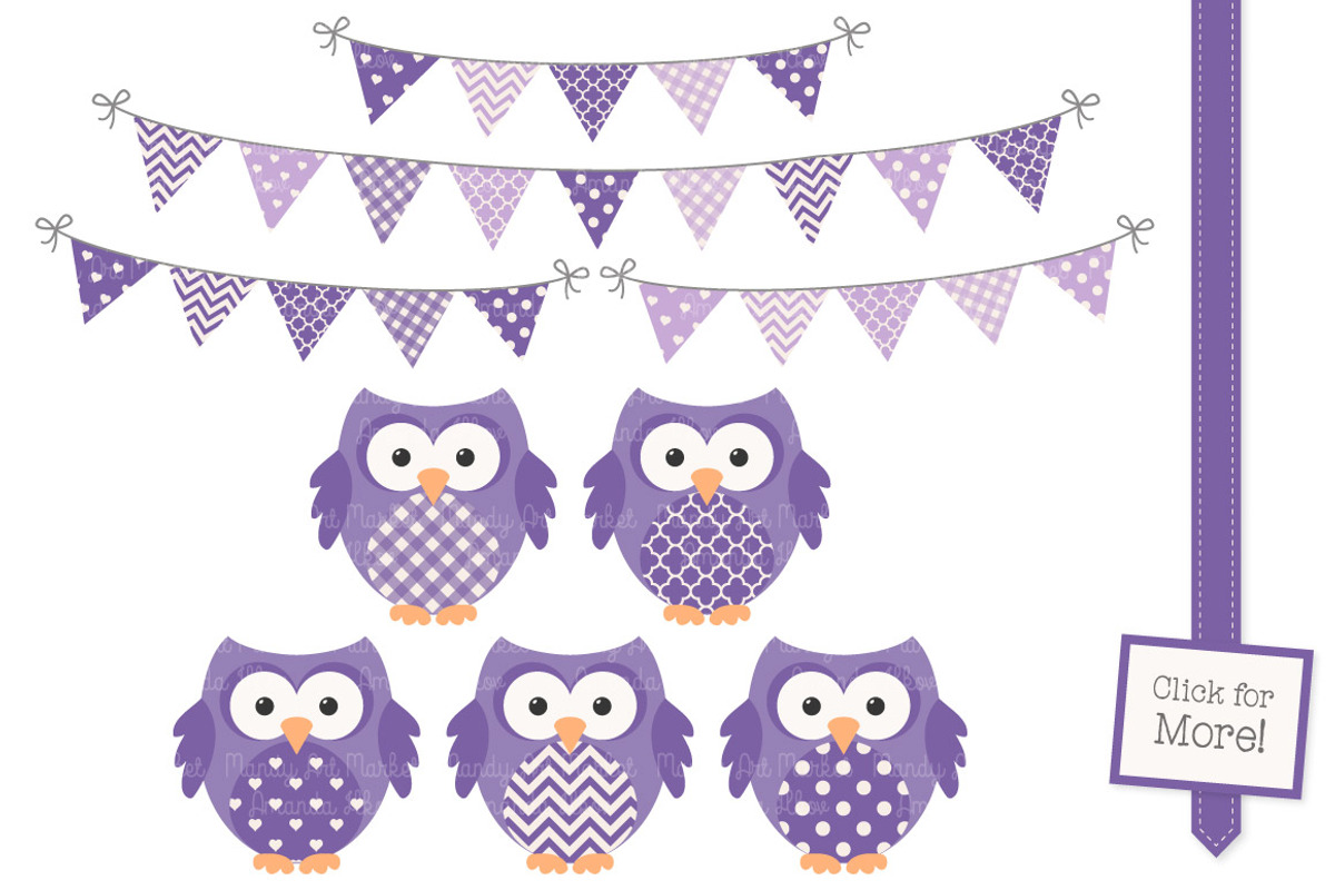 Purple Owl Clip Art Vectors & Papers, an Animal Illustration by Amanda Ilkov (Photo 2 of 3)