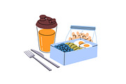 Lunchbox with food, drinks set, a Food Illustration by PaperTrident (Thumbnail 10 of 15)