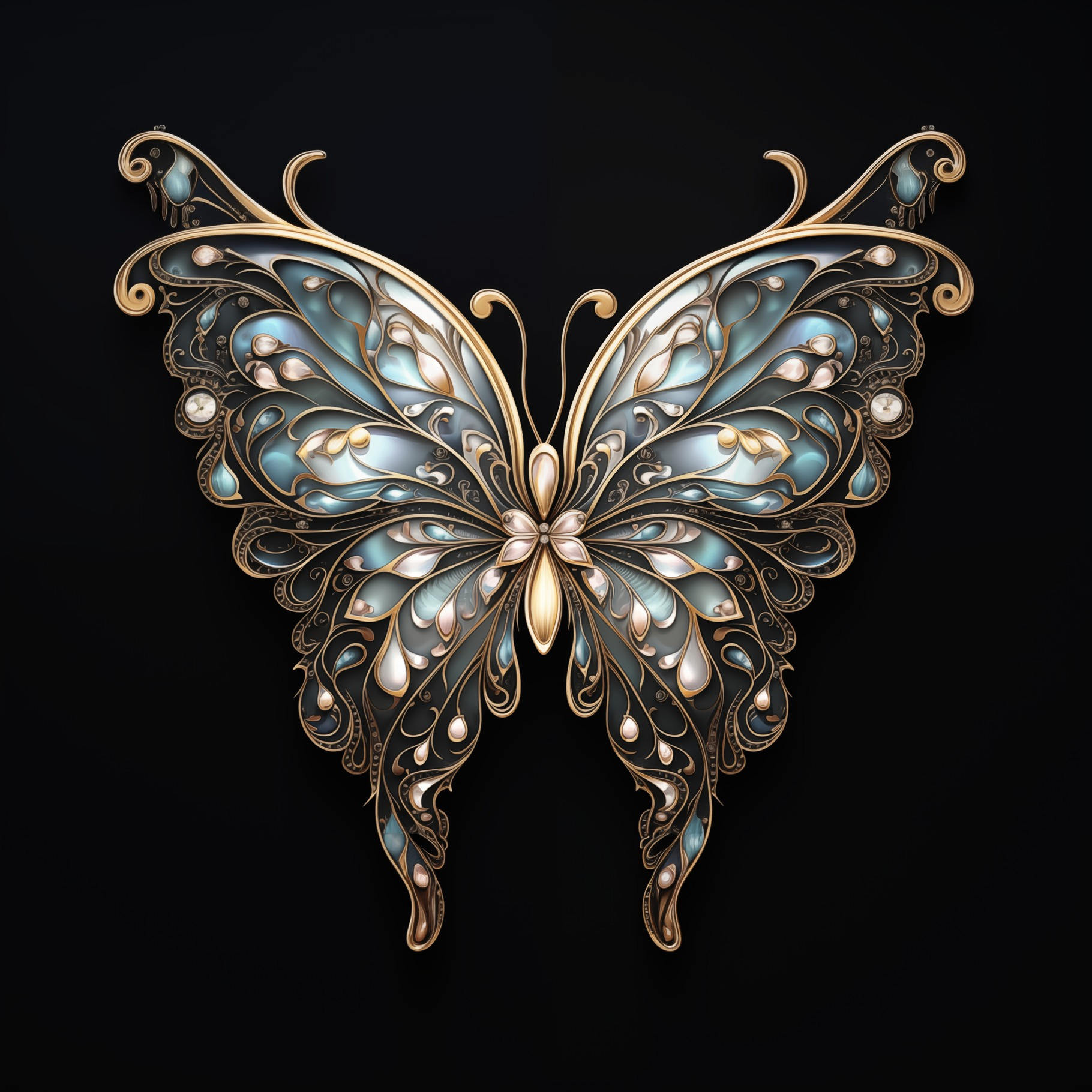 A beautifully designed butterfly with intricate patterns and a blend of ...