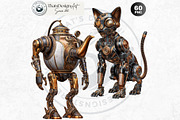 Steampunk Robots Cliparts, a Decorative Illustration by ThatsDesignArt (Thumbnail 13 of 13)