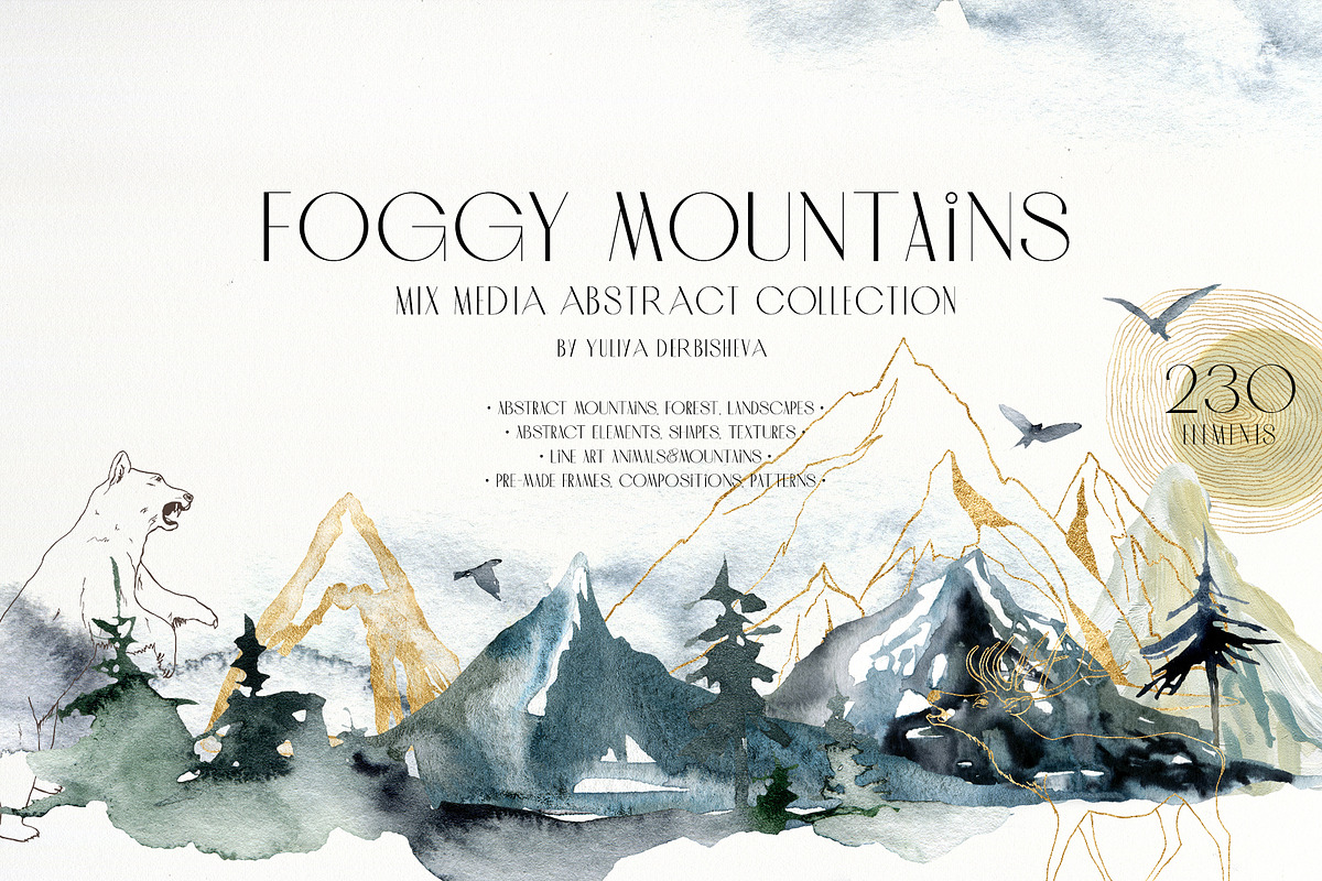 Foggy mountains forest Watercolor, an Illustration by Yuliya Derbisheva (Photo 1 of 13)