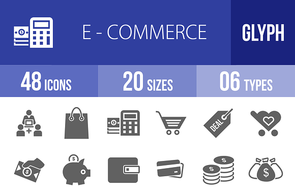48 Ecommerce Glyph Icons