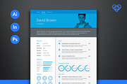 Material Resume Blue, a Resume Template by ikono.me (Thumbnail 1 of 5)