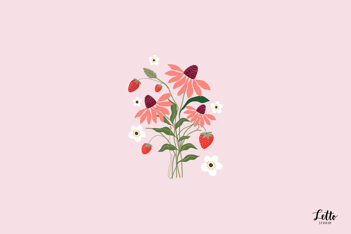 Strawberry seamless patterns set, a Pattern Graphic by Letto studio (Photo 5 of 5)