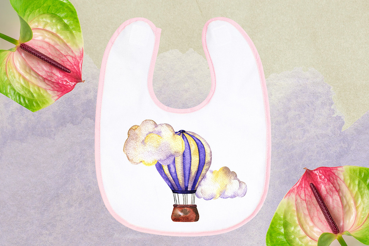 Balloons and clouds watercolor set, an Illustration by Watercolor & sketches (Photo 5 of 5)