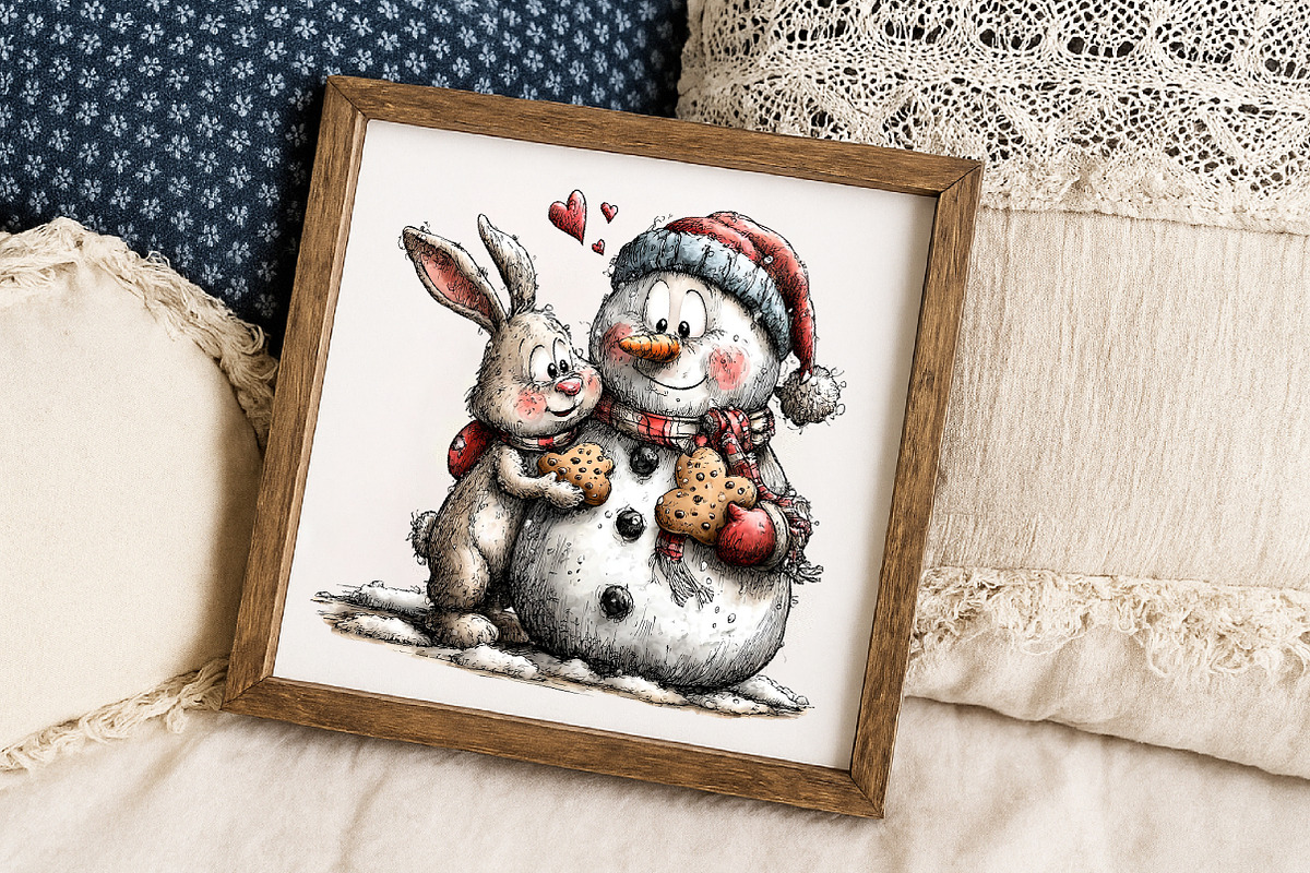 Whimsical Snowman and Friends Clipar, an Illustration by Libby Wishes (Photo 6 of 6)
