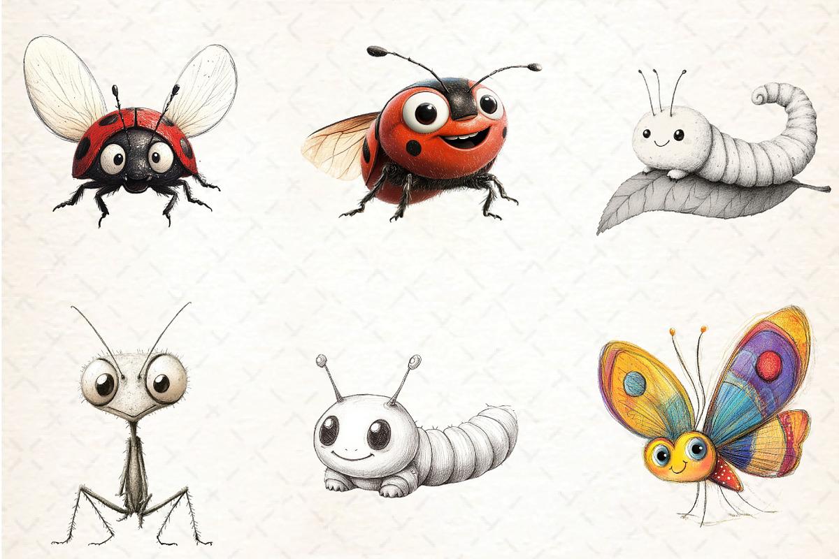 Whimsical Insect Clipart Set, an Illustration by DreamCafeArt (Photo 3 of 7)