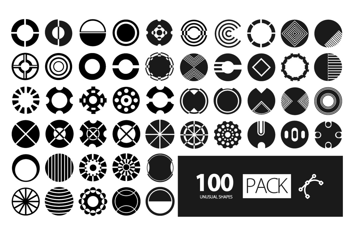 100 Unusual Shapes Pack, a Shape Add-On by ydlabs (Photo 2 of 3)