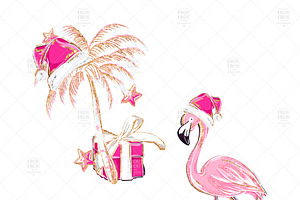 Christmas Flamingo Clipart