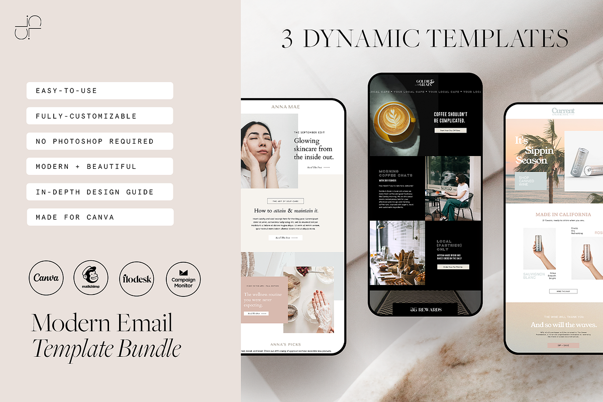 Modern Email Template Bundle, an Email Template by Chloe Leonard Studio (Photo 1 of 5)