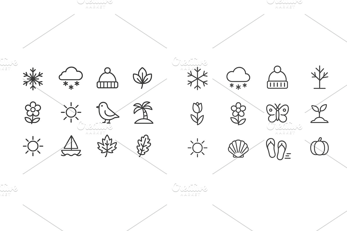 Seasonal symbols illustrated in a, an Object Illustration by ZinetroN
