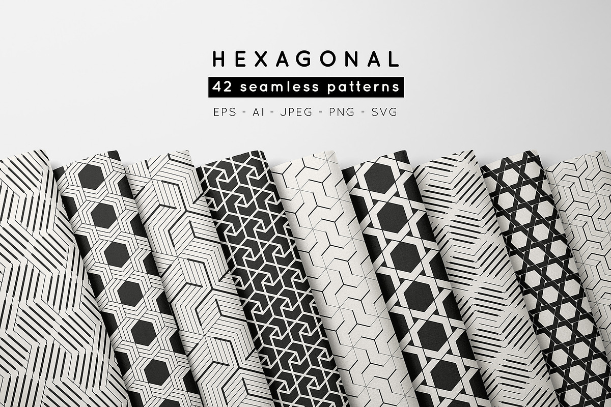 Hexagonal | 42 Seamless Patterns, a Pattern Graphic by Curly_Pat (Photo 1 of 11)