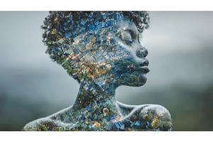 An image combining a woman's face, a Beauty & Fashion Photo by ZinetroN