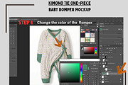 Baby Romper -Kimono one Tie Mockup, a Hoody Mockup by Nora Gad (Thumbnail 5 of 15)