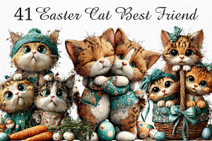 Whimsical Easter Cat Best Friend Png, an Illustration by Craft Nest
