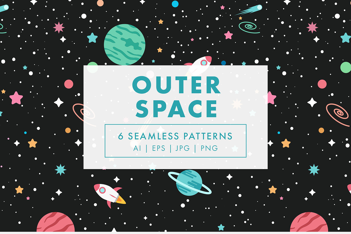 Outer Space Seamless Patterns, a Pattern Graphic by Megs Lang (Photo 1 of 3)